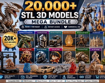 Pakiet Ultimate STL | Ponad 20 000 modeli do druku dla drukarek FDM i żywicowych