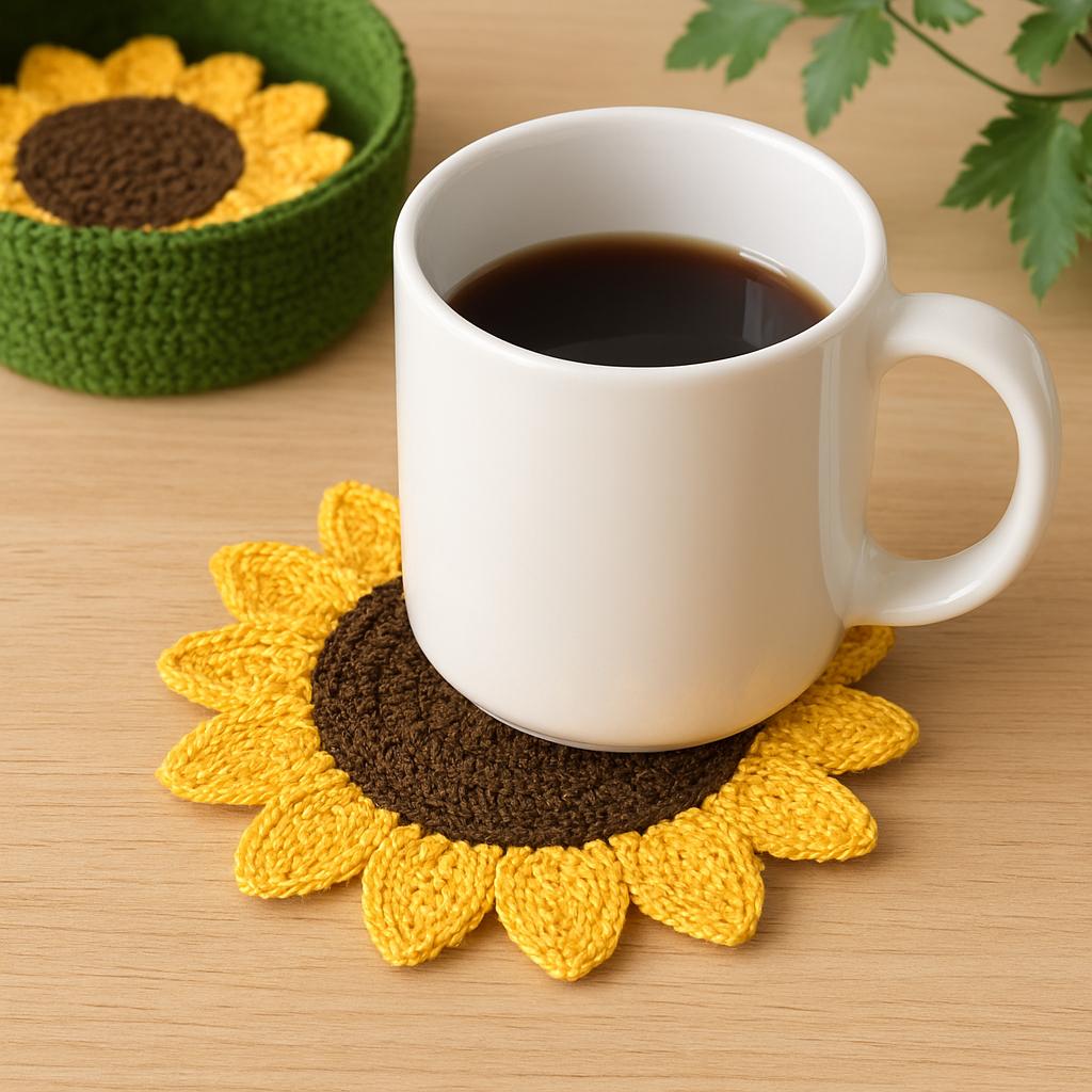 Sunflower Coaster Crochet Pattern | Beginner Friendly (PDF Pattern) - Etsy