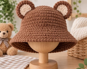 Crochet Bear Ears Bucket Hat Pattern | Beginner DIY (PDF)