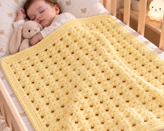 Beginner Cluster Stitch Baby Blanket Crochet Pattern (PDF)