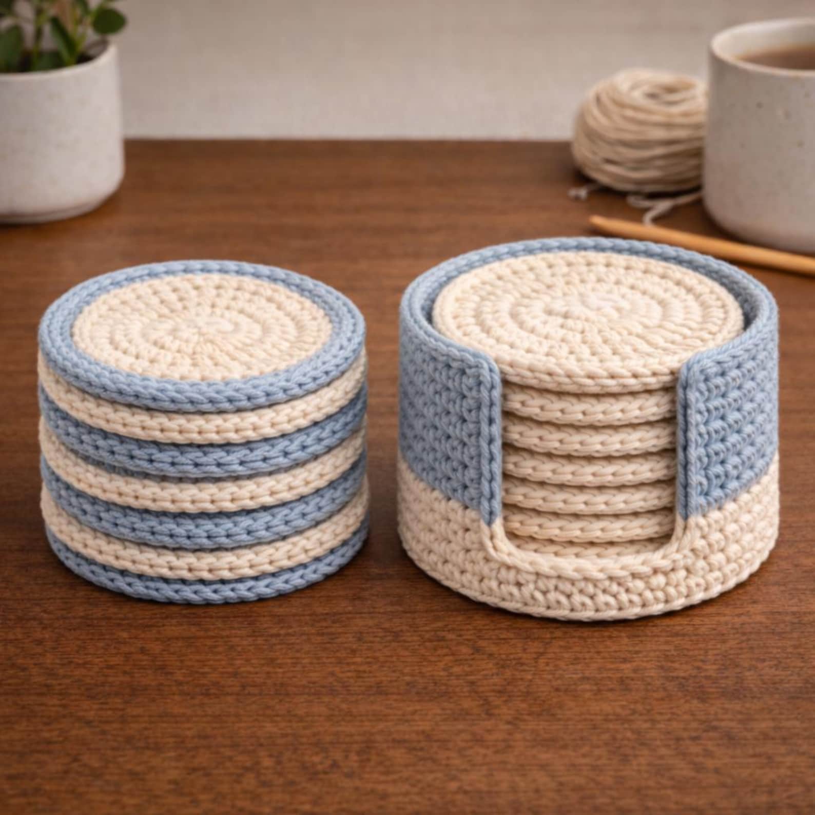 Coaster Holder Crochet Pattern PDF | Minimal Round Coasters & Holder ...