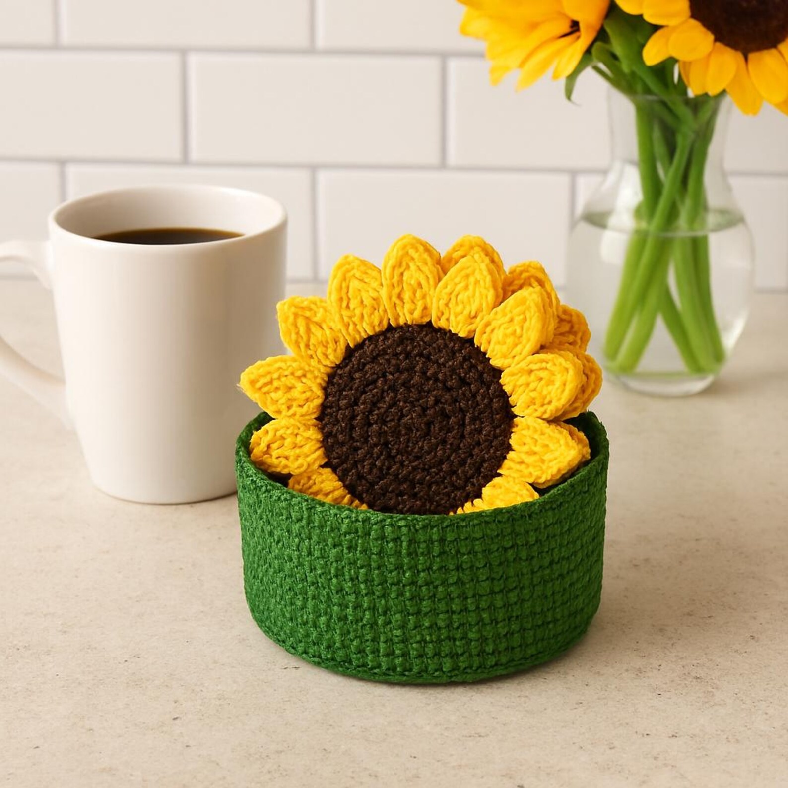 Sunflower Coaster Crochet Pattern | Beginner Friendly (PDF Pattern) - Etsy
