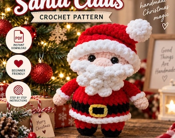 Santa Claus Crochet Pattern, Christmas Amigurumi PDF, Beginner Holiday Toy