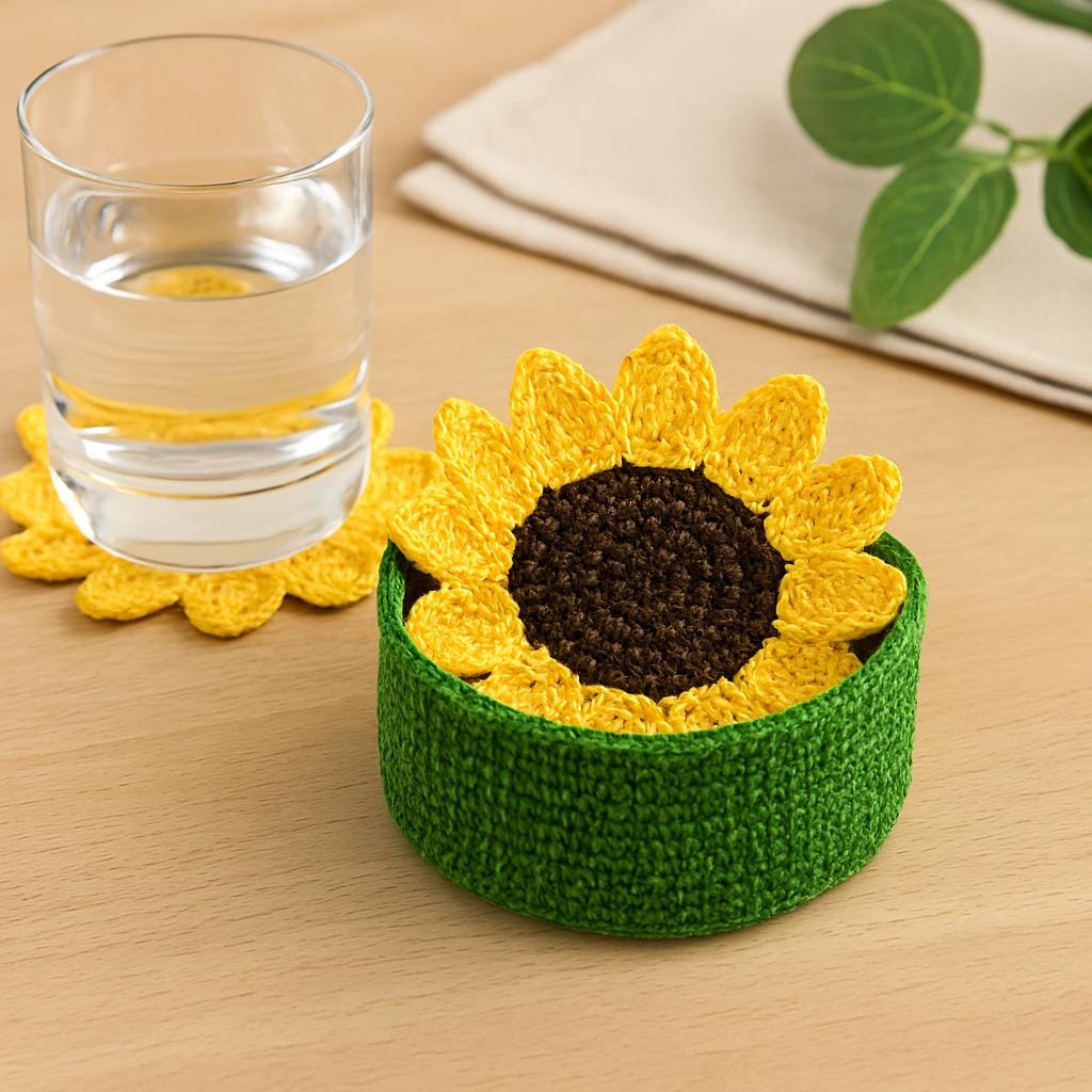 Sunflower Coaster Crochet Pattern | Beginner Friendly (PDF Pattern) - Etsy