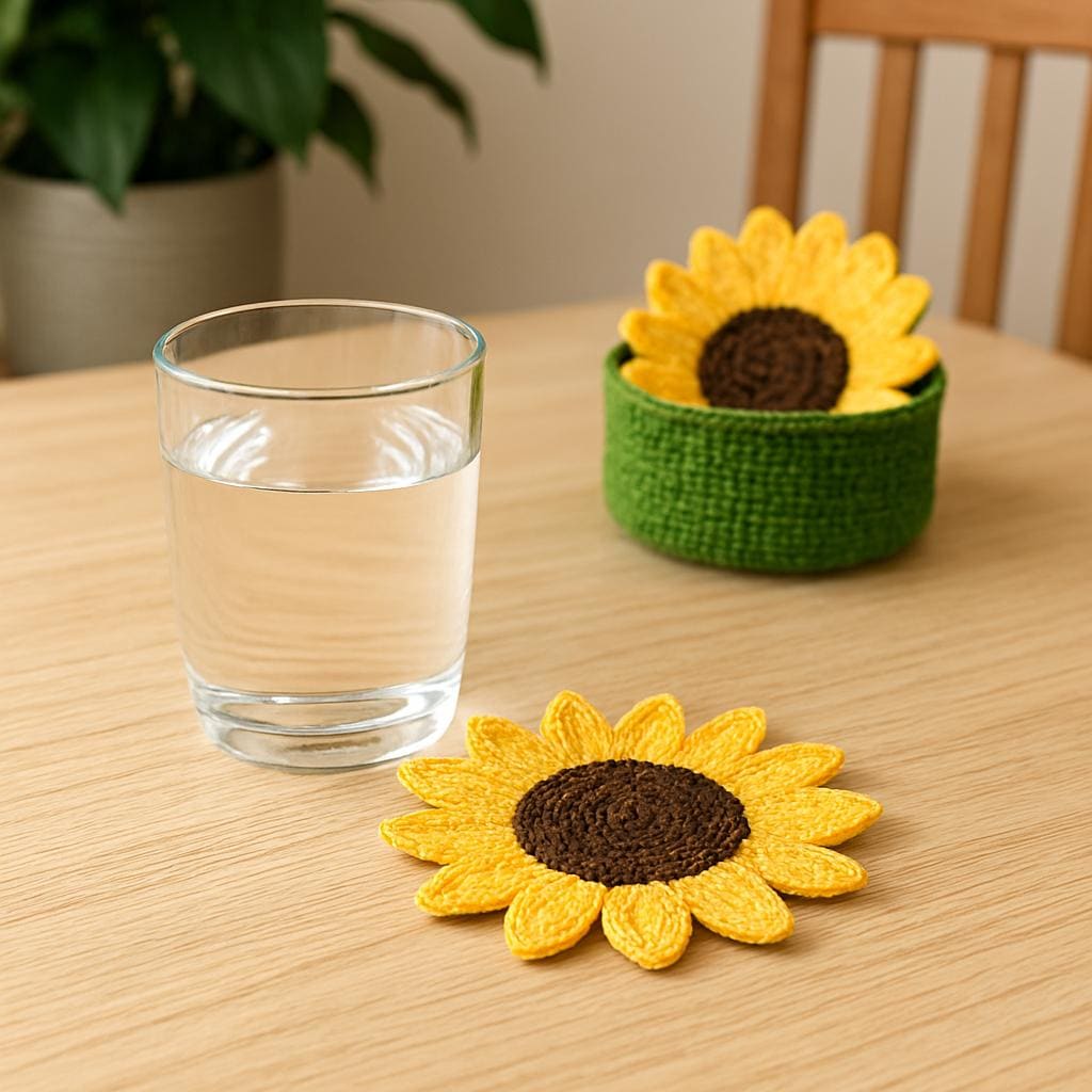 Sunflower Coaster Crochet Pattern | Beginner Friendly (PDF Pattern) - Etsy