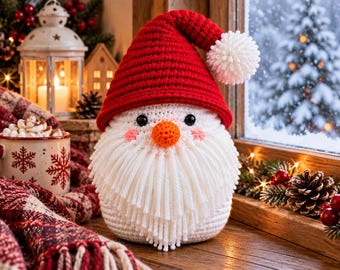 Snowman Gnome Crochet Pattern PDF, Christmas Amigurumi, Floppy Hat Snowman, Winter Decor, Beginner Crochet