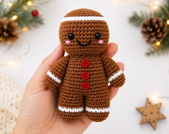Wzór na szydełkowe pierniczki amigurumi | Lalka świąteczna dla początkujących (pobierz plik PDF)