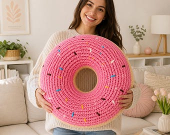Crochet Donut Pillow Pattern PDF Download, Donut Cushion Tutorial, Nursery Decor, Beginner Friendly