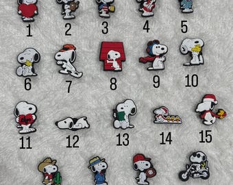 Snoopy Inspired TV Cartoon Dog Shoe Charms - Peanuts Jibbitz - Personalise Your Crocs With Custom Charm - UK Seller