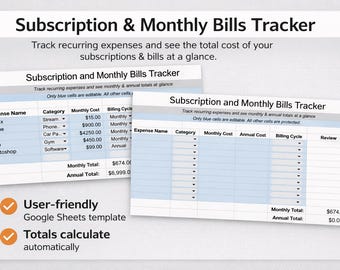 Subscription and Monthly Bills Tracker