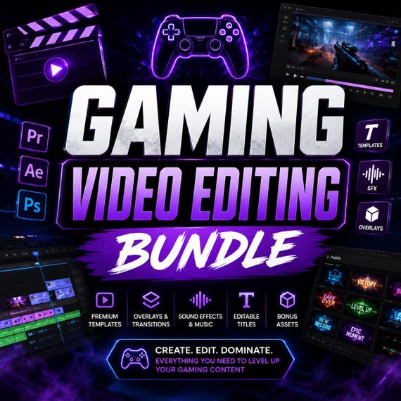 Gaming Video Editing Bundle: SFX, Memes, PNGs, Transitions (Instant Download)