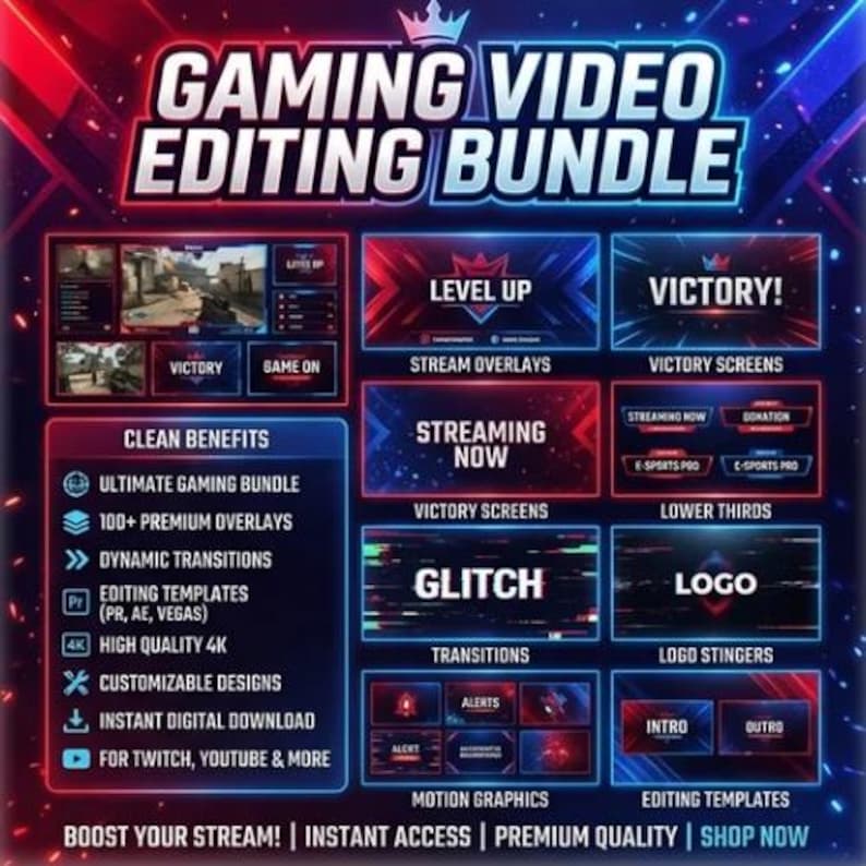 Gaming Video Schnittpaket: SFX, Memes, PNGs, Übergänge (Instant Download) Bild 6
