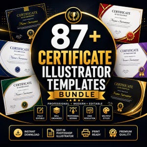 Ensemble de plus de 87 modèles EPS modifiables pour la conception graphique de certificats