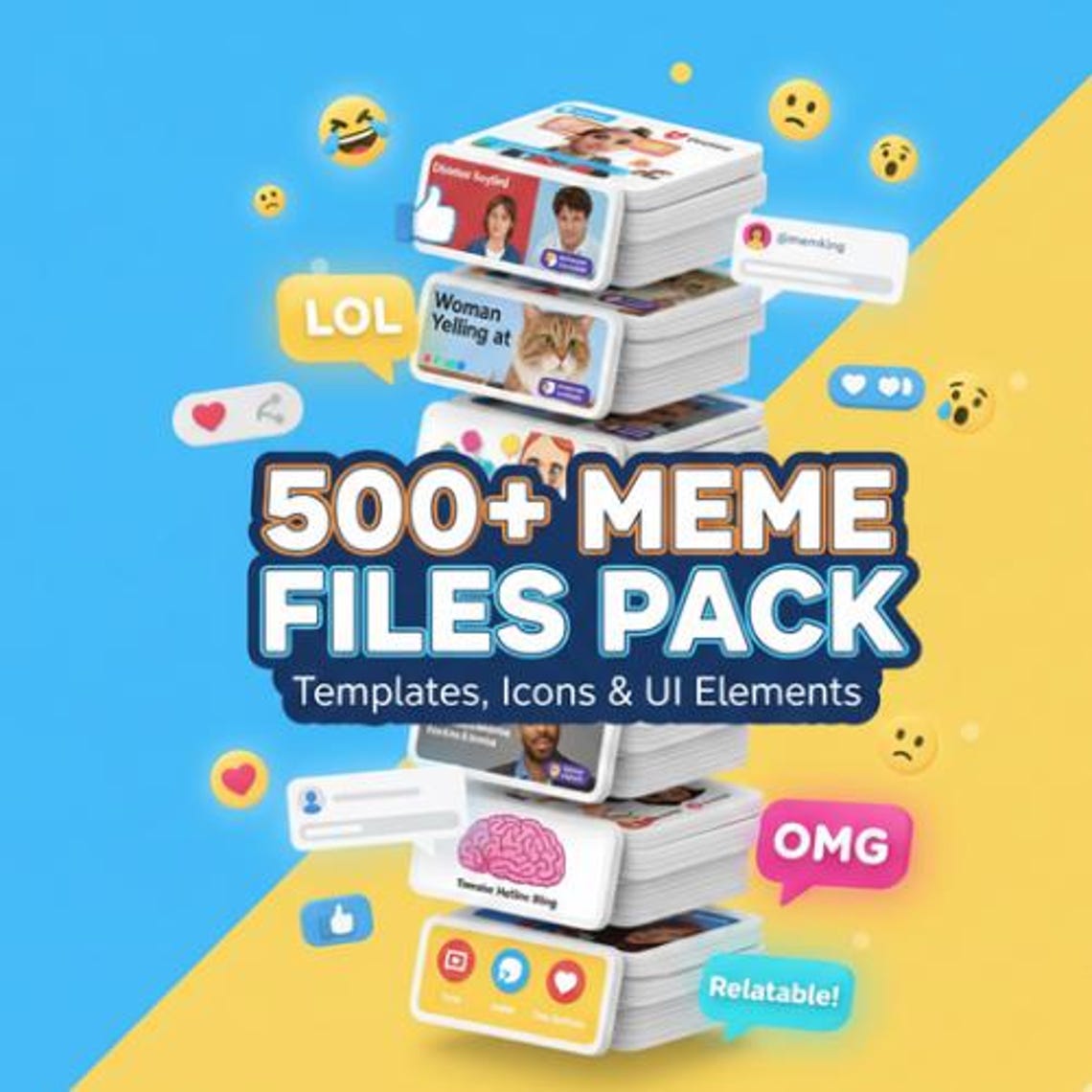 500+ Viral Meme Files Bundle, Trending Social Media Templates (PSD, PNG ...