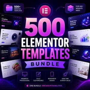 500+ Elementor Templates Mega Bundle, WordPress Website Kits, Landing Pages (Digital Download)