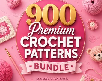 Paquete de 900 patrones de crochet premium: Amigurumi de animales, mantas, ropa y decoración del hogar. Patrones en PDF para descarga instantánea.