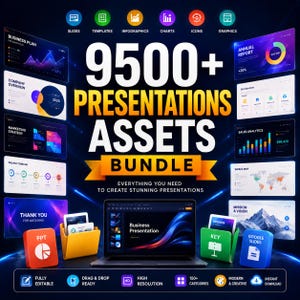 Pakiet ponad 9500 prezentacji Szablony PowerPoint, Keynote i Google Slides Profesjonalny pakiet prezentacji Natychmiastowe pobranie cyfrowe