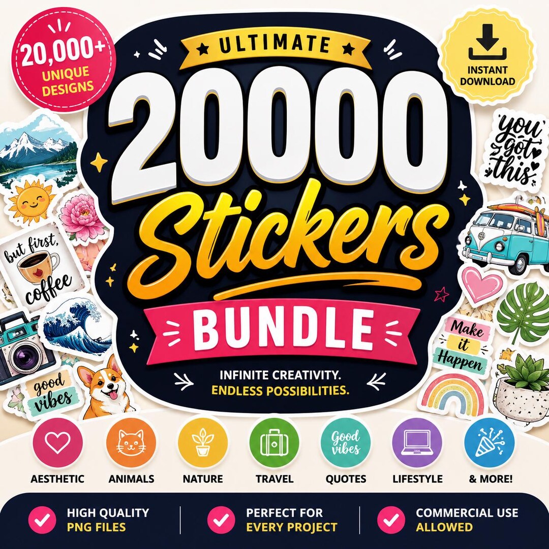 20,000+ Sticker Bundle Printable & Digital Stickers for Planners ...
