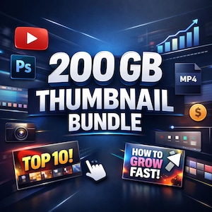 Paquete de miniaturas de 200 GB con plantillas para redes sociales: YouTube, Instagram y TikTok (descarga instantánea, uso comercial).