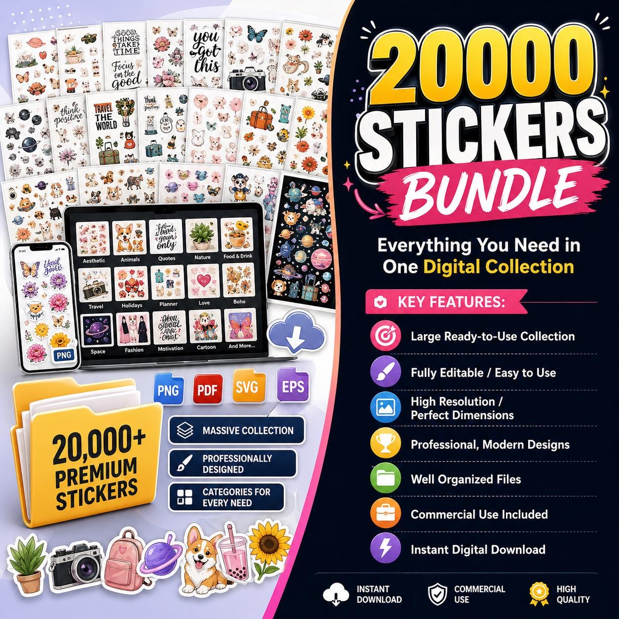 20,000+ Sticker Bundle Printable & Digital Stickers for Planners ...