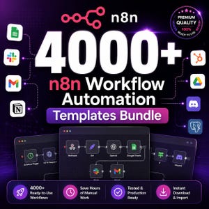Paquete de más de 4000 plantillas de automatización de flujos de trabajo n8n (descarga digital)