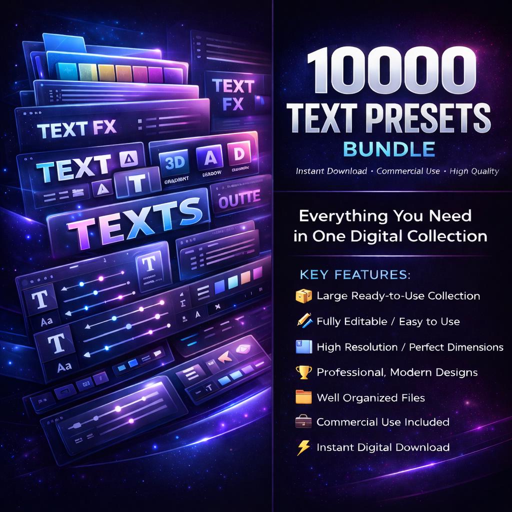 10000+ Text Presets Bundle Editable Typography Pack Social Media ...