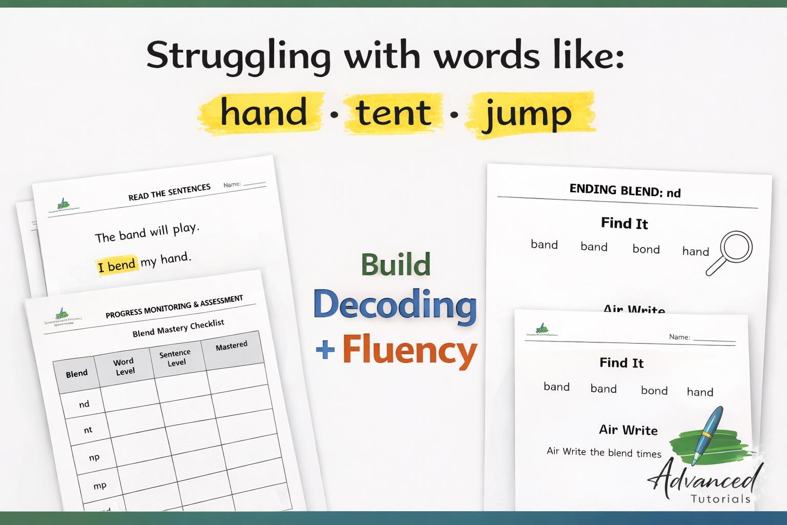 Ending Blends Worksheets | Phonics Fluency & Decoding System | Reading ...