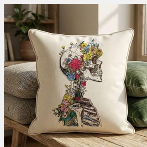 Floral Skeleton Design Gothic Machine Embroidery Pattern Digital Download