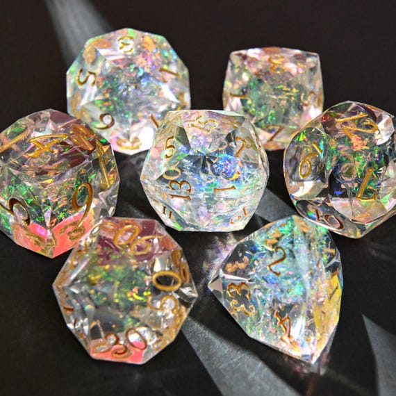 Rainbow Glitter Polyhedral Dice Set,Dnd Accessories, D20 Dice Set For D&D,Trpg,Dungeons And Dragons, Dnd Gifts, Unique Tabletop Game Dice