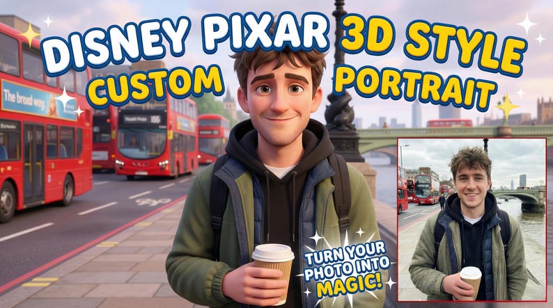 Disney Pixar 3D Style Custom Cartoon Portrait - Etsy