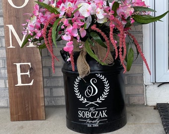 Laurel Wreath Monogram Milk Can Decal
