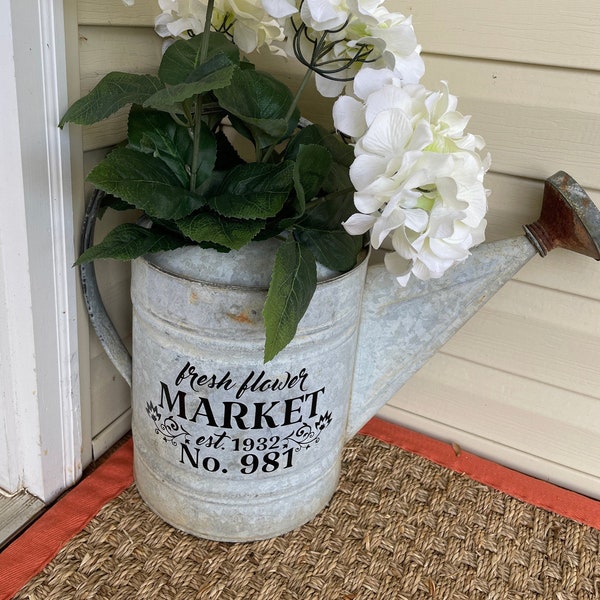 Fresh Flower Market Decal with Established Date and House Number for Milk Can or other Front Porch Decor (Decal Only)