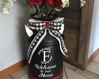 Welcome to our Home Decal with Monogram for Milk Can, Front Door, or other Front Porch Decor (Decal Only)