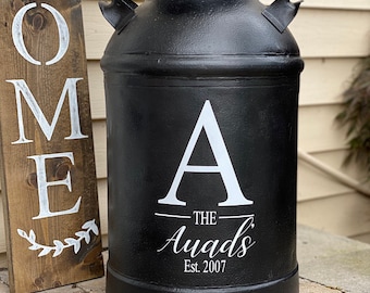 Last Name with Established Date & Monogram Initial Decal (Decal Only)