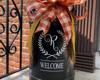 Welcome Milk Can Decal with Monogram