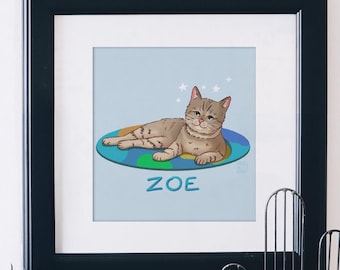 Custom Badly Drawn Pet Portrait, Personalized Cat Portrait, Unique Pet Poster, Digital Printable Cat Portrait Wall Art Cat Dad Gifts for Him