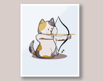 Sagittarius Cat Art Print: Customizable Zodiac Sign Illustration