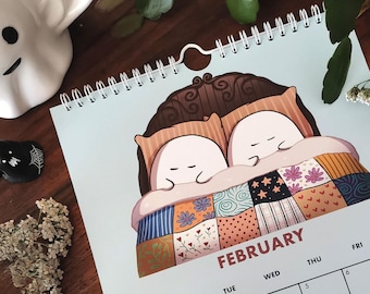 2026 Cozy ghosts wall calendar | Spooky cute calendar | Whimsical slow life Halloween aesthetic