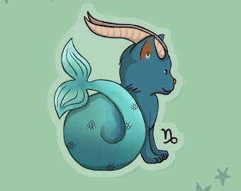 Zodiac Cat Sticker Capricorn - Astrology Vinyl Decal, Waterproof for Planner, Laptop and Journal