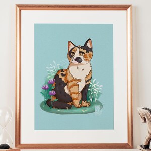 Hand drawn Custom Pet Portrait, Illustrated Cat Portrait, Cat Art, Cat Painting, Pet Painting, Custom Portrait, Pet Loss, Pet Memorial