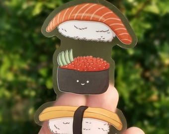 Sushi clear sticker - Japanese food decal, Waterproof for Laptop, Bottles, Planner
