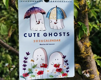 2026 illustrated calendar | Cute ghosts wall calendar | Cozy spooky calendar | Whimsical slow life Halloween vibes