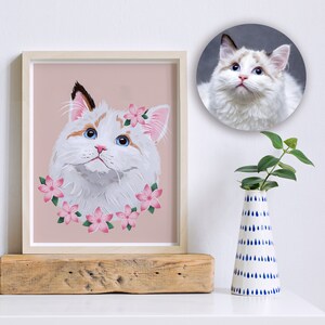 Custom Cat Portrait, Illustrated Cat Portrait, Cat Art, Cat Painting, Pet Painting, Custom Portrait, Pet Loss, Pet Memorial, hand drawn