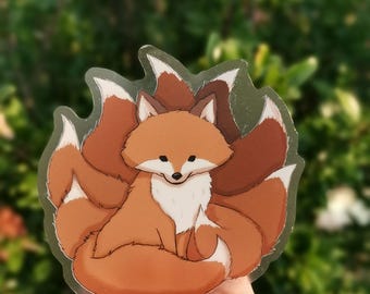 Nine-tailed fox sticker - Japanese Kistune decal, Waterproof for Laptop, Bottles, Planner