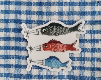 Koi carp sticker - Japanese fish lucky charm decal, Waterproof for Laptop, Bottles, Planner