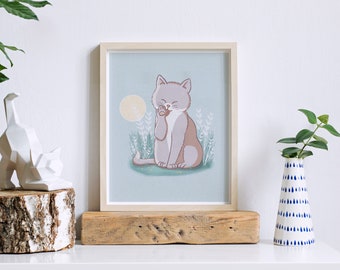 Morning Awakening, Original cat illustration, The Times Of The Day | Paper prints 8x10 - 20x30 in