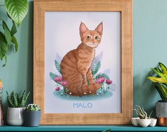 Custom Pet Portrait: Hand-Painted Cat Art, Pet Memorial
