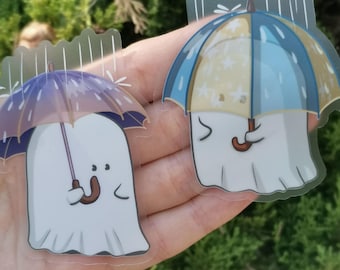 Pegatina transparente de fantasmas - Pegatina para día lluvioso - Bullet Journal - Álbum de recortes - Agenda - Decoración - Lluvia - Acogedor