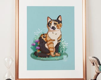 Hand-Drawn Custom Pet Portrait: Cat Art, Pet Memorial