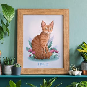 Cute Pet Portrait, Custom Animal Portrait, Cat Art, Cat Painting, Pet Painting, Custom Portrait, Pet Loss, Pet Memorial